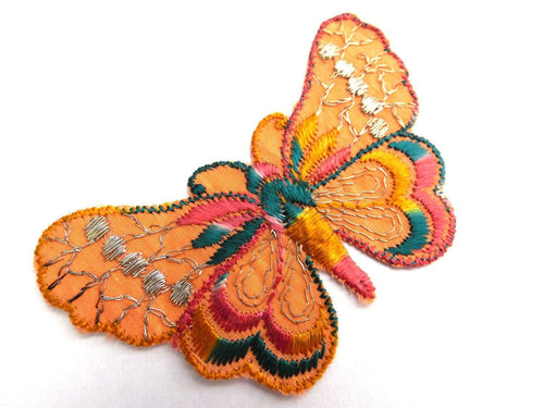UpperDutch:Sewing Supplies,Applique, 1930s vintage embroidered butterfly applique. Vintage patch, sewing supply. Applique, Crazy quilt.