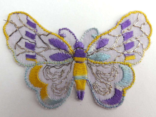 UpperDutch:Sewing Supplies,Applique, 1930s vintage embroidered butterfly applique. Vintage patch, sewing supply. Applique, Crazy quilt.
