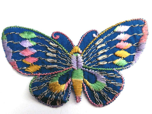 UpperDutch:Sewing Supplies,Applique, 1930s vintage embroidered butterfly applique. Vintage patch, sewing supply. Applique, Crazy quilt.