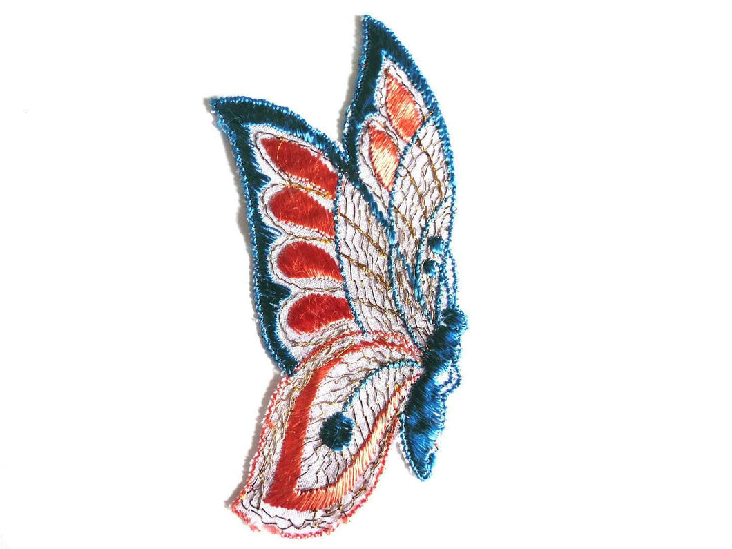 UpperDutch:Sewing Supplies,Butterfly Applique, 1930s vintage embroidered applique. Vintage patch, sewing supply. Applique, Crazy quilt.