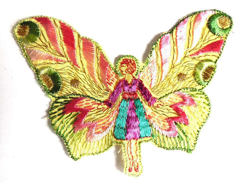 UpperDutch:Sewing Supplies,Fairy Applique butterfly applique, 1930s vintage embroidered applique. Vintage patch, sewing supply.