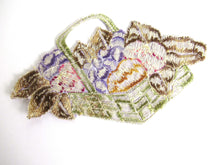UpperDutch:Sewing Supplies,Fruit basket applique, 1930s vintage embroidered applique. Vintage patch, sewing supply.