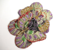 UpperDutch:Sewing Supplies,Applique, butterfly on flower applique, 1930s vintage embroidered applique. Vintage floral patch, sewing supply.