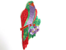 UpperDutch:Sewing Supplies,Bird Applique 1930s Vintage Embroidered Bird  Parrot applique. Sewing supply.