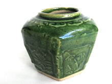 UpperDutch:Ginger Jar,Ginger Jar, Vintage Green Glazed Ginger Jar, Collectible pottery.