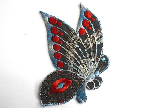 UpperDutch:Sewing Supplies,Patch, Butterfly applique, 1930s vintage embroidered applique. Vintage patch, sewing supply. Applique, Crazy quilt.