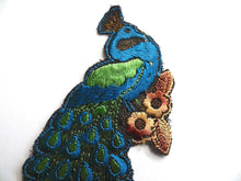 UpperDutch:Sewing Supplies,Peacock Applique 1930s Antique Embroidered Peacock applique, patch. Vintage bird patch, sewing supply.