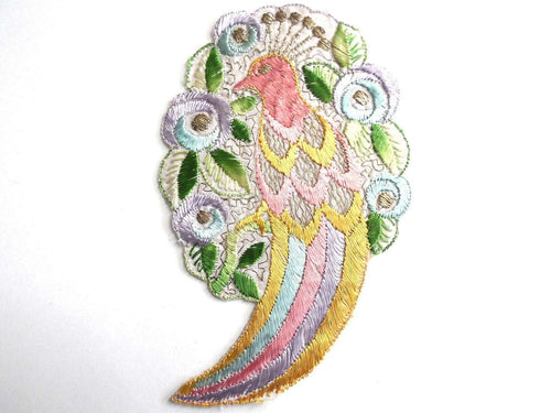 UpperDutch:Sewing Supplies,Bird of paradise, Antique Bird Applique, 1930s  Embroidered Bird applique, application, patch. Vintage patch, sewing supply.