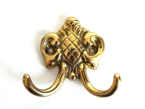 UpperDutch:Hooks and Hardware,Small Wall hook, Antique brass Coat hook, Towel hook, Kitchen hook, Solid brass.