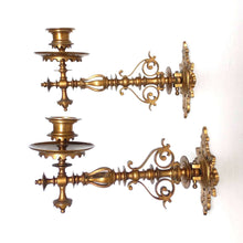 UpperDutch:Candelabras,Piano Sconses Set of 2 Massive Antique Solid Brass Victorian Piano Candelabra,  piano candle holder, Wall sconce.