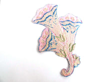 UpperDutch:Sewing Supplies,Flower applique, 1930s vintage embroidered applique. Trumpet flower, sewing supply.