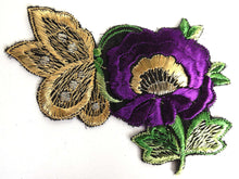 UpperDutch:Sewing Supplies,Antique Applique butterfly on flower applique, 1930s vintage embroidered applique. Vintage floral patch, sewing supply.