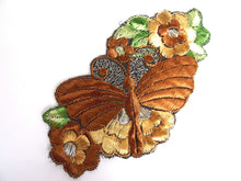 UpperDutch:Sewing Supplies,Applique, butterfly on flower applique, 1930s vintage embroidered applique. Vintage floral patch, sewing supply.