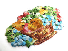 UpperDutch:Sewing Supplies,Fruit basket applique, 1930s vintage embroidered applique. Vintage patch, sewing supply.