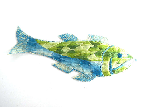 UpperDutch:Sewing Supplies,Fish Applique, 1930s Vintage Embroidered Fish applique, application, patch. Vintage patch, sewing supply.