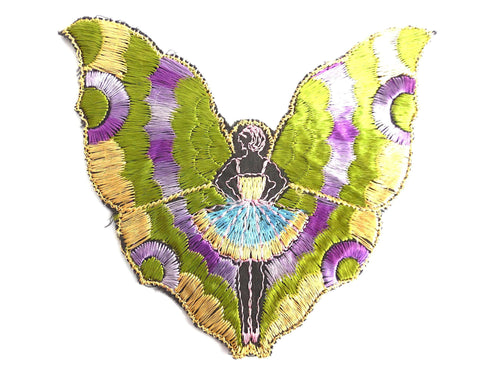 UpperDutch:Sewing Supplies,Antique Fairy applique, 1930s vintage embroidered applique. Antique fairy applique. Sewing supply.