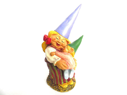 UpperDutch:Gnomes,Lisa the Gnome with Child Gnome figurine 8 INCH Gnome after a design by Rien Poortvliet, David the Gnome.