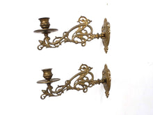 UpperDutch:Candelabras,Pair Vintage Solid Brass Victorian Piano Candelabra, Set piano candle holders, candle wall sconce. Old lighting, antique decor.
