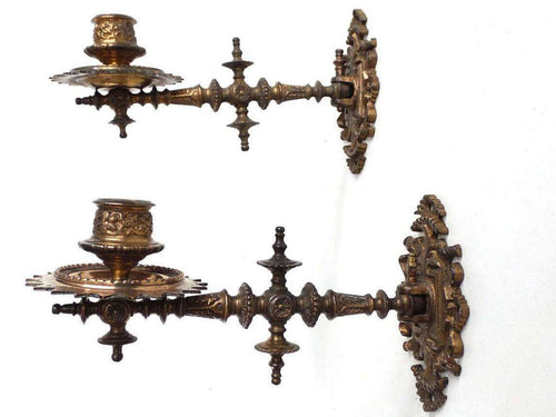 UpperDutch:,Piano Sconses  Pair Antique Solid Brass Victorian Piano Candelabra  piano candle holder, candle wall sconce.