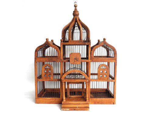 UpperDutch:Birdcage,Bird Cage, Antique Wooden Bird Cage, Antique French Home Decor, Antique Bird Cage.