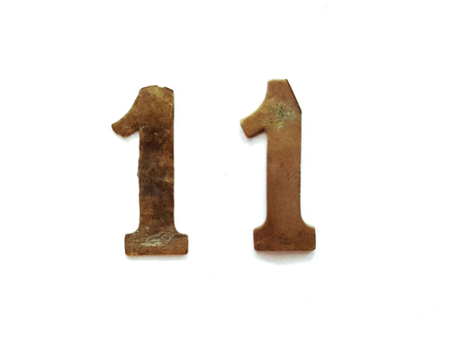 UpperDutch:Numbers,ONE Antique One, Number 1, Authentic Shabby Brass Number one. Room number / Table number