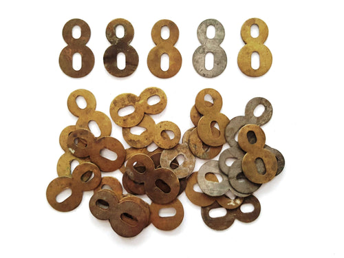 UpperDutch:Numbers,ONE Antique Eight, Number 8, Authentic Shabby Brass Number Eight. Room number / Table number