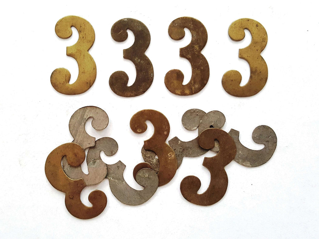 ONE Antique Three, Number 3, Authentic Shabby Brass Number Three. Room ...