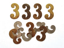 UpperDutch:Numbers,ONE Antique Three, Number 3, Authentic Shabby Brass Number Three. Room number / Table number