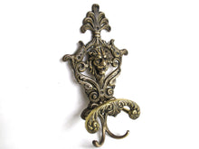 UpperDutch:Hooks and Hardware,Coat Hook, Vintage Antique Old Brass Wall Hook Lion Head Coat Hook, Victorian style.