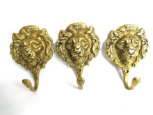 UpperDutch:Hooks and Hardware,Set of 3 Vintage Lion Head Coat hooks, Wall hook, Lion Coat Hook.