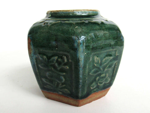 UpperDutch:Ginger Jar,Ginger Jar, Vintage Green Glazed Ginger Jar, Collectible pottery.