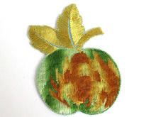 UpperDutch:Sewing Supplies,Fruit patch, peach - apple applique, 1930s vintage embroidered applique. Vintage patch, sewing supply.