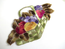 UpperDutch:Sewing Supplies,Fruit basket applique, 1930s vintage embroidered applique. Vintage patch, sewing supply.
