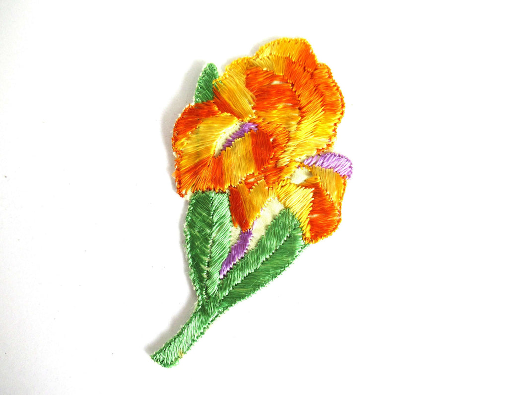 UpperDutch:Sewing Supplies,Flower applique, 1930s vintage embroidered applique. Vintage floral patch, sewing supply.