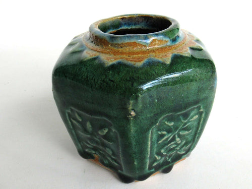 UpperDutch:Ginger Jar,Ginger Jar, Vintage Green Glazed Ginger Jar, Collectible pottery.