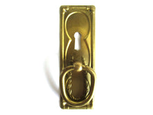 UpperDutch:Hooks and Hardware,1 (ONE) Drop pull, restoration Hardware. New Old Stock Brass Keyhole cover, Cabinet Handle, Old Keyhole Plate, Escutcheon pull.