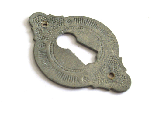 UpperDutch:Hooks and Hardware,Distressed Antique Escutcheon Metal Keyhole, shabby key hole frame / plate
