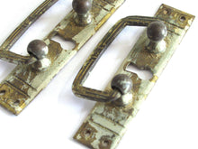UpperDutch:Hooks and Hardware,1 (ONE) Tiny Antique shabby Art deco Keyhole cover / Shabby Cabinet drop pull / Old Key Hole Plate / Hanging Handle / Escutcheon