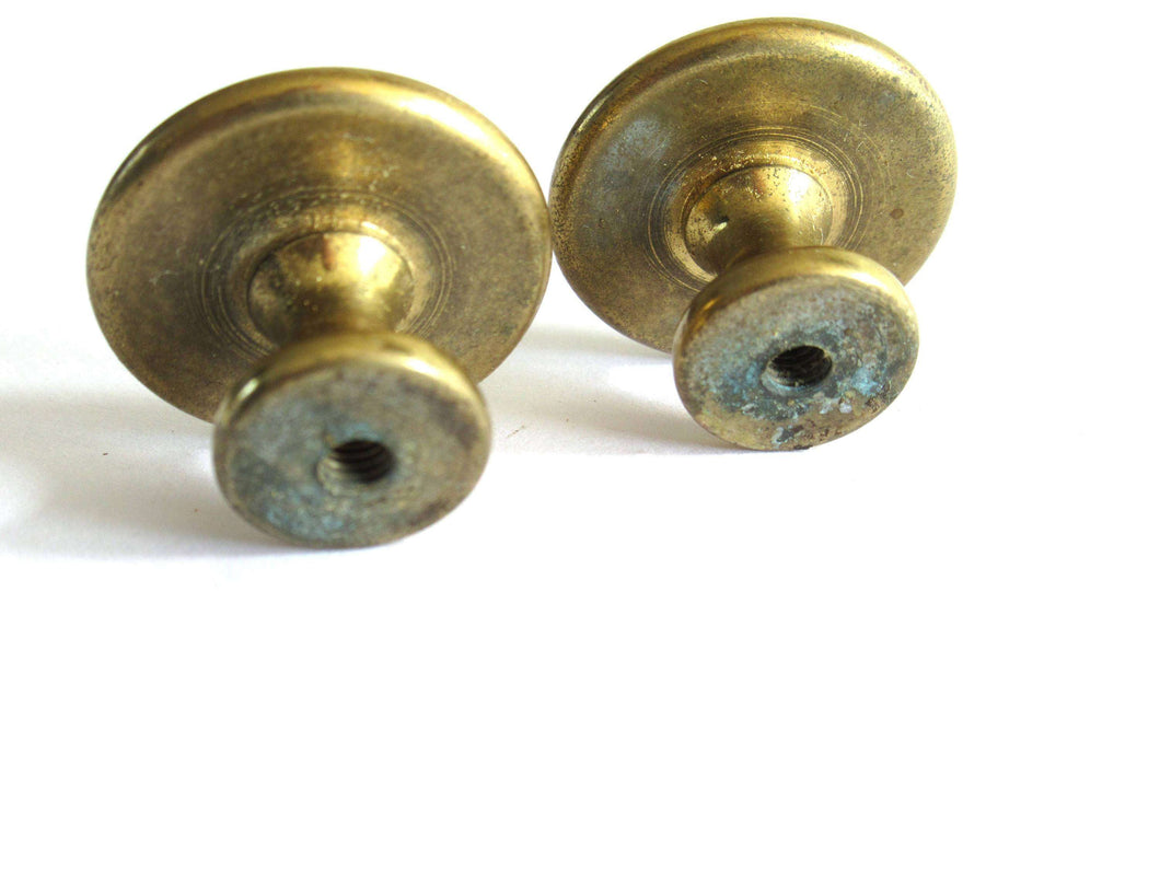 1 (ONE) Small vintage brass Drawer knob, Cabinet pull, Gold tone