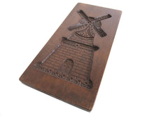UpperDutch:,Dutch Windmill wooden cookie mold. Hand carved antique wooden mold made in Holland. The Netherlands, springerle, spiced cookies.