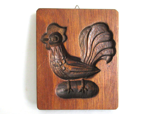 UpperDutch:,Springerle Wooden cookie mold Rooster, Dutch Folk Art, Speculaas.
