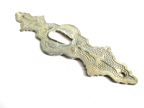 UpperDutch:Hooks and Hardware,Antique Escutcheon Metal Keyhole cover Distressed / shabby key hole frame / plate