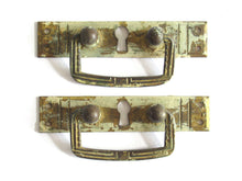 UpperDutch:Hooks and Hardware,1 (ONE) Tiny Antique shabby Art deco Keyhole cover / Shabby Cabinet drop pull / Old Key Hole Plate / Hanging Handle / Escutcheon
