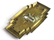 UpperDutch:Hooks and Hardware,Authentic Shabby antique Art Deco Keyhole cover, Stamped Escutcheon, keyhole plate.