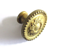 UpperDutch:Hooks and Hardware,1 (ONE) Small Antique brass Drawer knob, Cabinet pull,  floral drawer pull. Brass cabinet hardware.