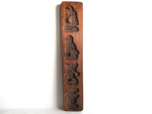 UpperDutch:,Springerle Wooden cookie mold, Dutch Folk Art Cookie Mold. Speculaas Mold, windmill, ship, duck.