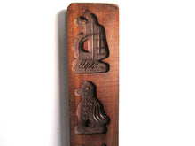 UpperDutch:,Springerle Wooden cookie mold, Dutch Folk Art Cookie Mold. Speculaas Mold, windmill, ship, duck.