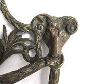 UpperDutch:,Rams head hardware. Drawer pull. Antique Brass Drawer Handle. Furniture Applique with Pull. Late 18th century restoration hardware