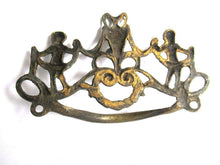 UpperDutch:,Detailed Furniture Drawer Pull. An Antique Brass Drawer Handle. Empire embellishment. Authentic 1800's restoration hardware