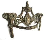UpperDutch:,Rams head hardware. Drawer pull. Antique Brass Drawer Handle. Furniture Applique with Pull. Late 18th century restoration hardware